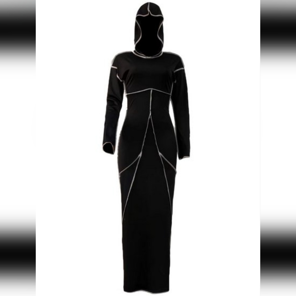 NEW BLACK HOODED DRESS PLUS FITS: SIZES 3XL-4XL - Picture 3 of 5